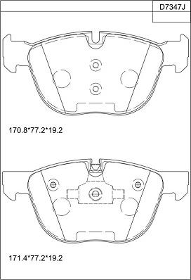 Asimco KD7347 - Тормозные колодки, дисковые, комплект unicars.by