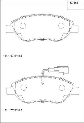 Asimco KD7368 - Тормозные колодки, дисковые, комплект unicars.by