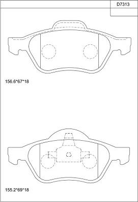 Asimco KD7313 - Тормозные колодки, дисковые, комплект unicars.by