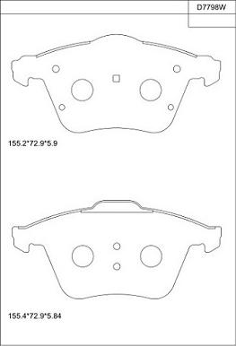 Asimco KD7798W - Тормозные колодки, дисковые, комплект unicars.by