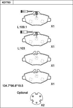 Asimco KD7783 - Тормозные колодки, дисковые, комплект unicars.by