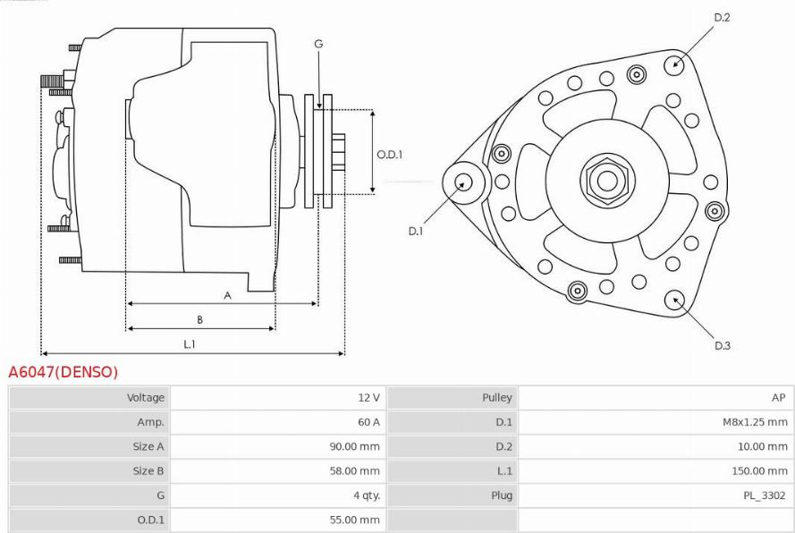 AS-PL A6047(DENSO) - Генератор unicars.by