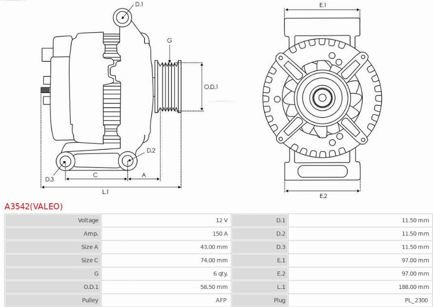 AS-PL A3542(VALEO) - Генератор unicars.by