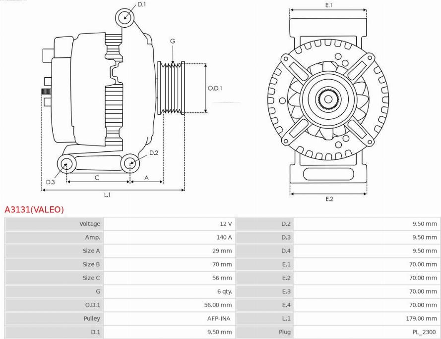 AS-PL A3131(VALEO) - Генератор unicars.by