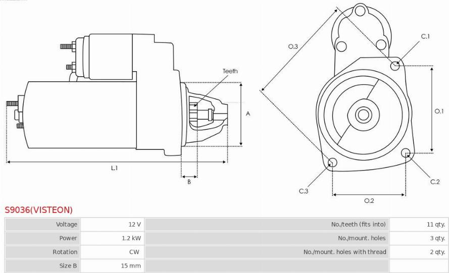 AS-PL S9036(VISTEON) - Стартер unicars.by