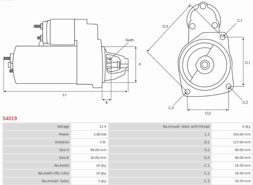 AS-PL S4019 - Стартер unicars.by