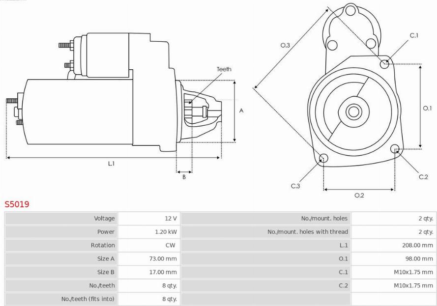 AS-PL S5019 - Стартер unicars.by