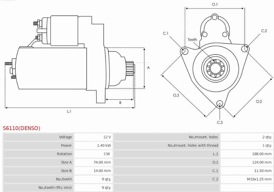 AS-PL S6110(DENSO) - Стартер unicars.by