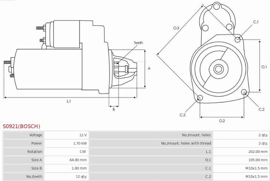 AS-PL S0921(BOSCH) - Стартер unicars.by