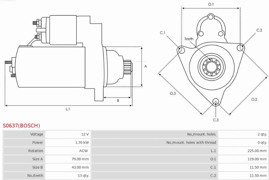 AS-PL S0637(BOSCH) - Стартер unicars.by