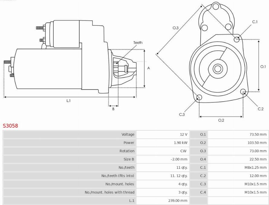 AS-PL S3058 - Стартер unicars.by