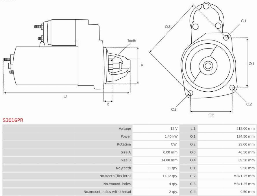 AS-PL S3016PR - Стартер unicars.by