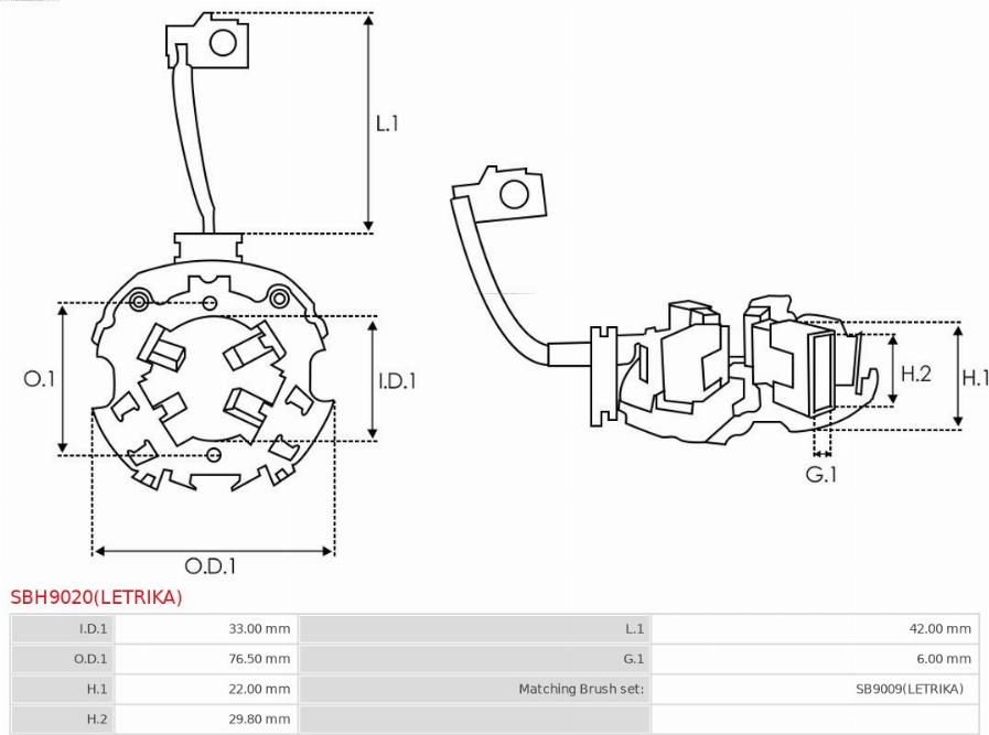 AS-PL SBH9020(LETRIKA) - Кронштейн, угольная щетка unicars.by