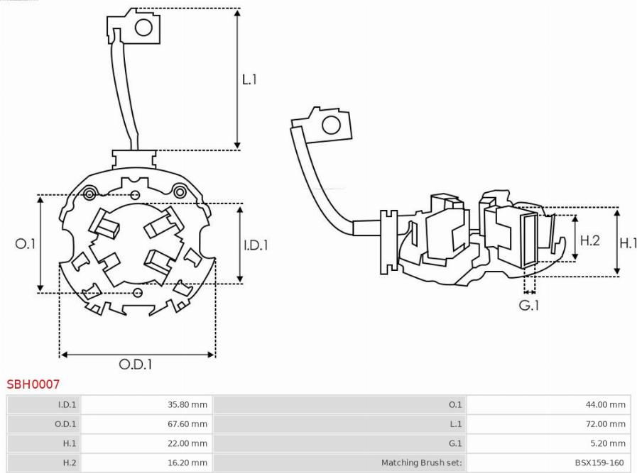 AS-PL SBH0007 - Кронштейн, угольная щетка unicars.by