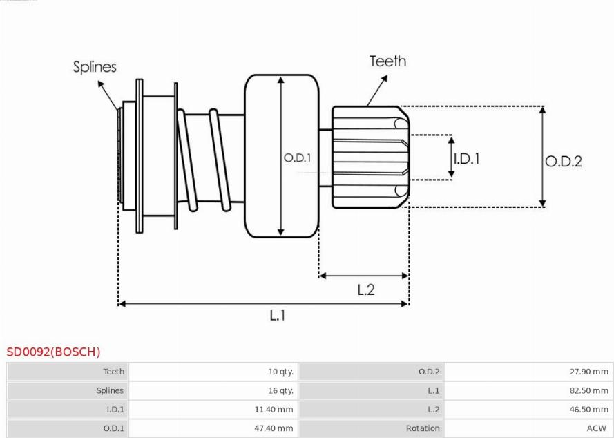 AS-PL SD0092(BOSCH) - Ведущая шестерня, бендикс, стартер unicars.by