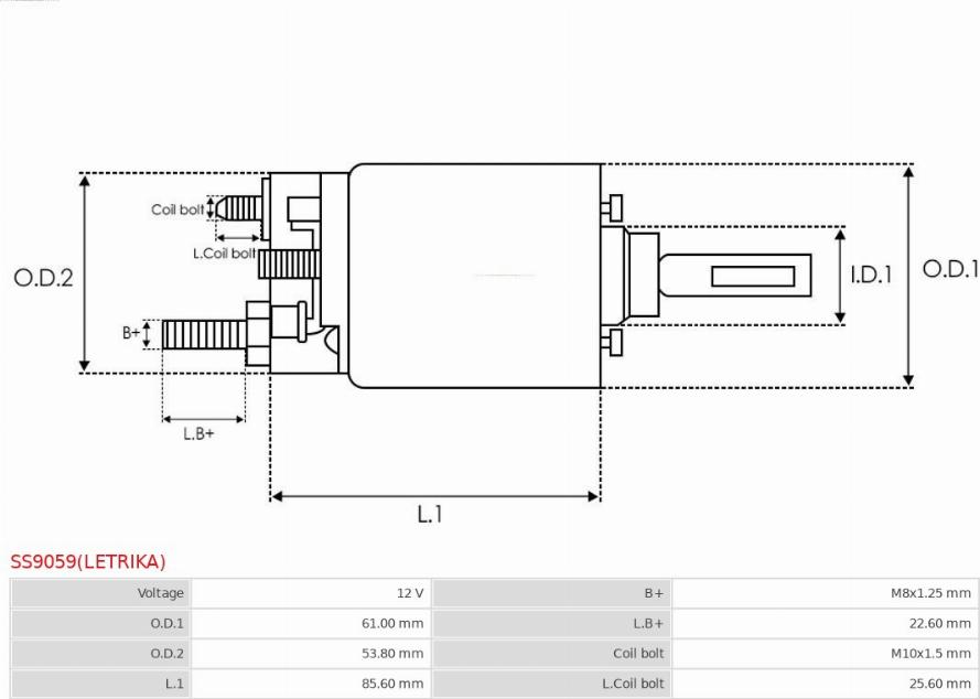 AS-PL SS9059(LETRIKA) - Тяговое реле, соленоид, стартер unicars.by