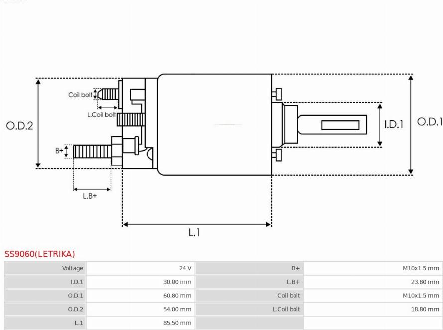 AS-PL SS9060(LETRIKA) - Тяговое реле, соленоид, стартер unicars.by