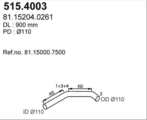 ASSO 515.4003 - Гофрированная труба, выхлопная система unicars.by