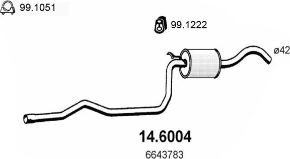 ASSO 14.6004 - Средний глушитель выхлопных газов unicars.by