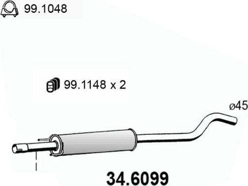 ASSO 34.6099 - Средний глушитель выхлопных газов unicars.by