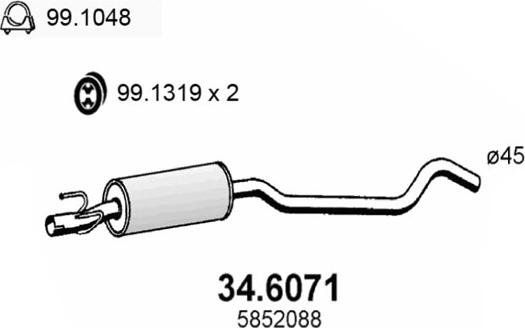 ASSO 34.6071 - Средний глушитель выхлопных газов unicars.by