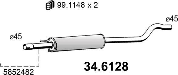 ASSO 34.6128 - Средний глушитель выхлопных газов unicars.by