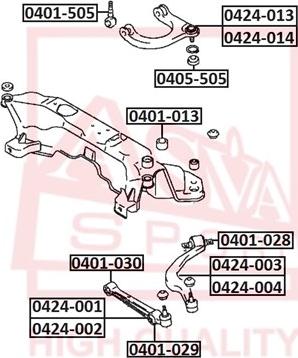 ASVA 0401-029 - Сайлентблок, рычаг подвески колеса unicars.by