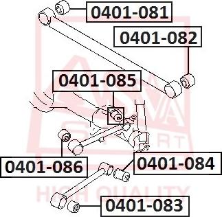 ASVA 0401-082 - Сайлентблок, рычаг подвески колеса unicars.by