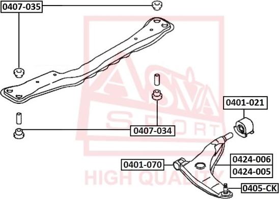 ASVA 0401-021 - Сайлентблок, рычаг подвески колеса unicars.by