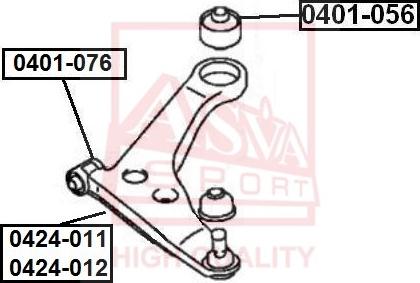 ASVA 0401-076 - Сайлентблок, рычаг подвески колеса unicars.by