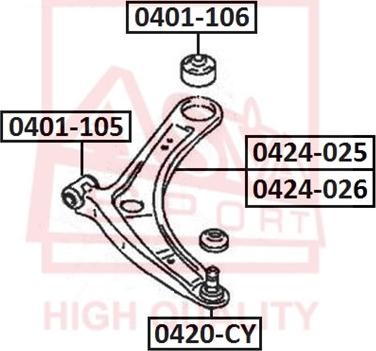 ASVA 0401-105 - Сайлентблок, рычаг подвески колеса unicars.by