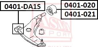 ASVA 0401-DA1S - Сайлентблок, рычаг подвески колеса unicars.by