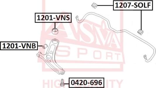 ASVA 1201-VNB - Сайлентблок, рычаг подвески колеса unicars.by