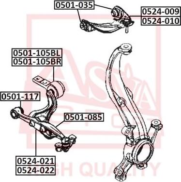 ASVA 0501-105BR - Сайлентблок, рычаг подвески колеса unicars.by