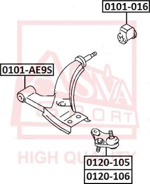 ASVA 0101-AE9S - Сайлентблок, рычаг подвески колеса unicars.by