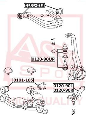 ASVA 0120-90L - Шаровая опора, несущий / направляющий шарнир unicars.by