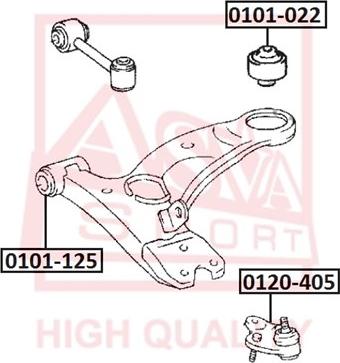 ASVA 0101-125 - Сайлентблок, рычаг подвески колеса unicars.by