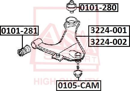 ASVA 0101-280 - Сайлентблок, рычаг подвески колеса unicars.by