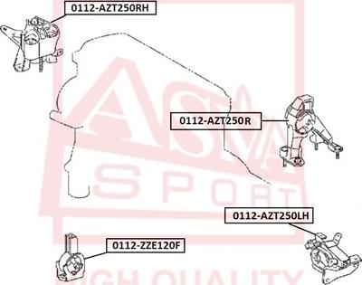 ASVA 0112-AZT250LH - Подушка, опора, подвеска двигателя unicars.by