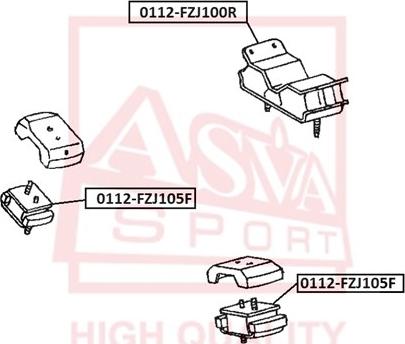 ASVA 0112-FZJ100R - Подушка, опора, подвеска двигателя unicars.by