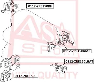 ASVA 0112-ZRE150RMT - Подушка, опора, подвеска двигателя unicars.by