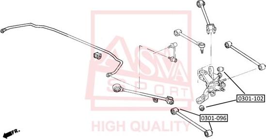 ASVA 0301-096 - Сайлентблок, рычаг подвески колеса unicars.by