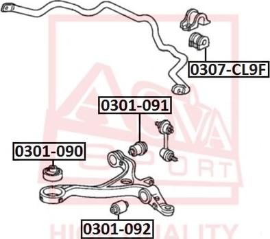 ASVA 0301-092 - Сайлентблок, рычаг подвески колеса unicars.by