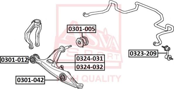 ASVA 0301-012 - Сайлентблок, рычаг подвески колеса unicars.by