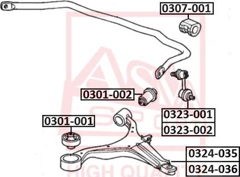 ASVA 0301-002 - Сайлентблок, рычаг подвески колеса unicars.by