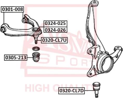 ASVA 0320-CL7U - Шаровая опора, несущий / направляющий шарнир unicars.by