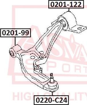 ASVA 0201-122 - Сайлентблок, рычаг подвески колеса unicars.by