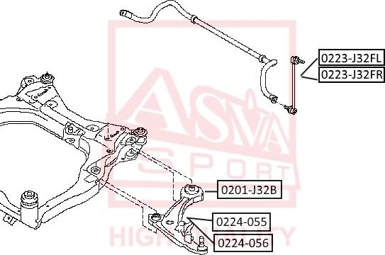 ASVA 0201-J32B - Сайлентблок, рычаг подвески колеса unicars.by