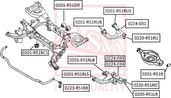 ASVA 0201-R51RLS - Сайлентблок, рычаг подвески колеса unicars.by