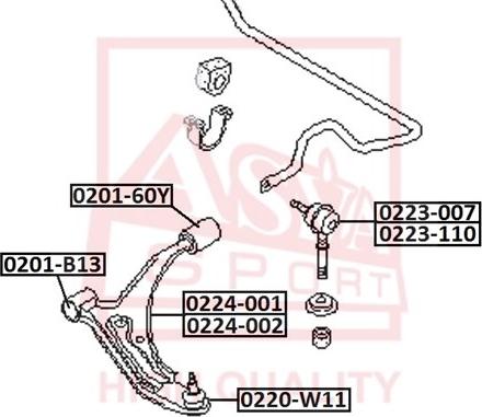 ASVA 0224-001 - Рычаг подвески колеса unicars.by